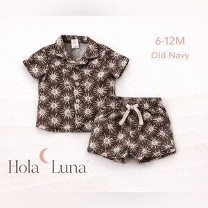 🐻 OLD NAVY BROWN AND WHITE SUNBURST SHORT SET